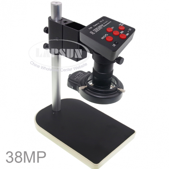 2019 Lastest 38.0MP HD Industrial Lab Microscope Camera 2K @24FPS HDMI, 1080P @60FPS HDMI / USB Output + 10X-100X C-mount Lens + 144 LED Ring Light - Click Image to Close