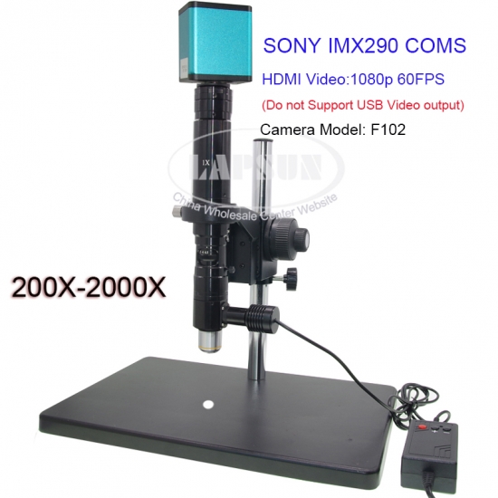200X-2000X Coaxial Light Lens+ Sony Sensor IMX290 HDMI Industrial Microscope Camera + Adjsutment Stand - Click Image to Close