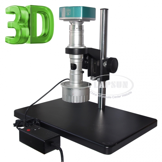3D Stereo 1080P FULL HD Industrial Microscope Camera 180X C-MOUNT Lens + Metal Stand + LEDs Light with Brightness control box - Click Image to Close