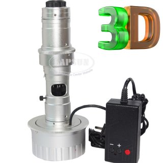 3D Stereo 10 - 180X C-MOUNT Lens w LED Light for Digital Industrial Microscope Camera