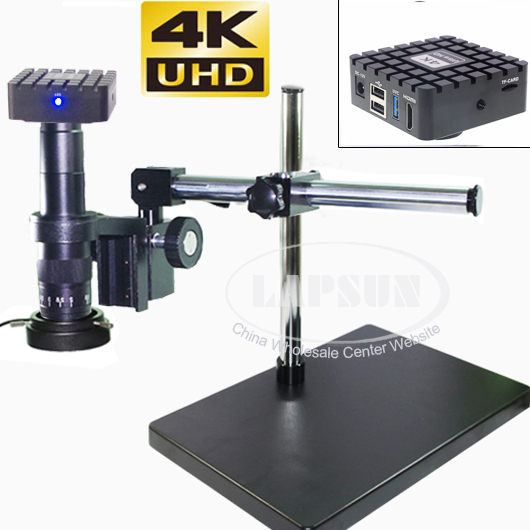 4K UHD HDMI Industrial Digital Video 20X-180X Lens Microscope Camera Measuring - Click Image to Close
