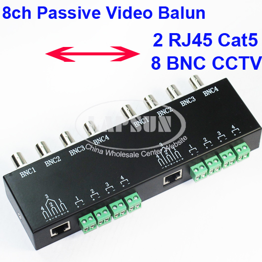 UTP 8 Channel CH Passive Video Balun to CAT5 RJ45 & 8 BNC CCTV Adapter Q-208 - Click Image to Close