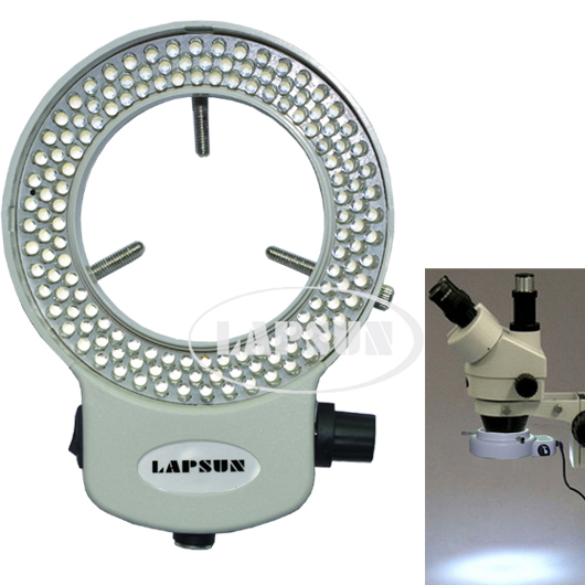Lapsun 144 LED Stereo Microscope Ring Light Illuminator Adjustable Lamp White + Adapter - Click Image to Close