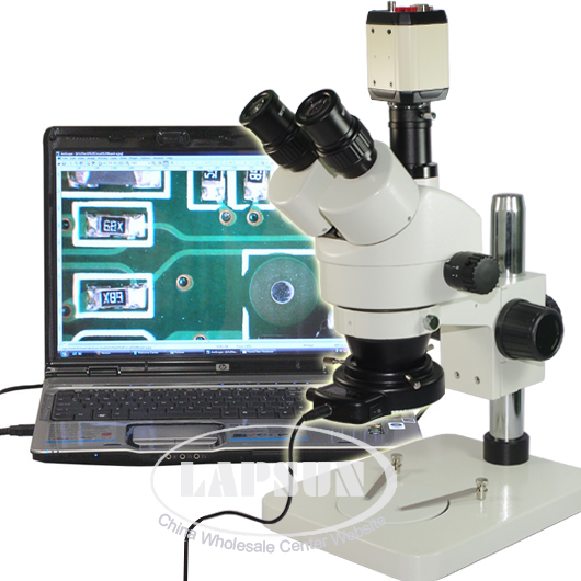 7X-45X Trinocular Industrial Zoom Stereo Microscope 200X USB VGA C-mount Camera - Click Image to Close