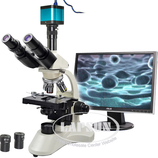 40X - 1600X Medical Lab Clinic Vet Trinocular Compound Biological Microscope + 14MP HDMI USB FULL HD Digital Camera - Click Image to Close