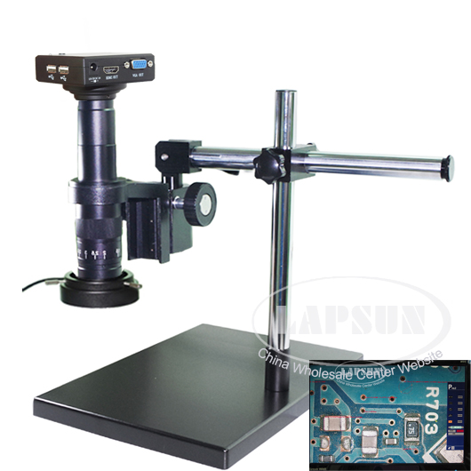 Measuring 1080P HDMI VGA HD Industrial Microscope Camera 180X C-mount Lens Stand - Click Image to Close