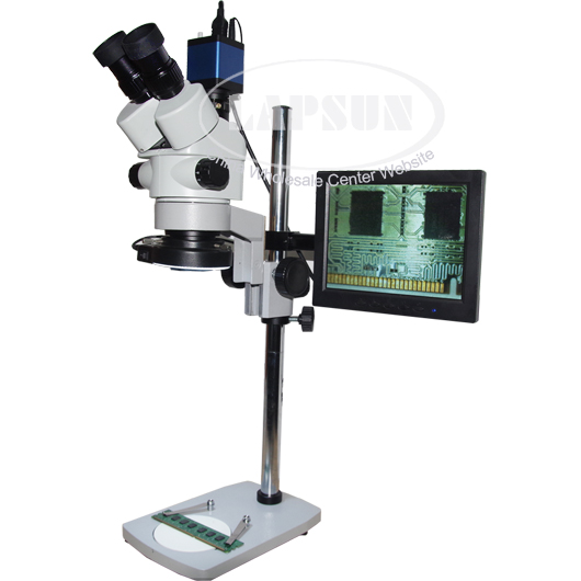 Simul-Focal 3.5-90X Trinocular Zoom Stereo Microscope+1080P HDMI Camera +IPS LCD - Click Image to Close