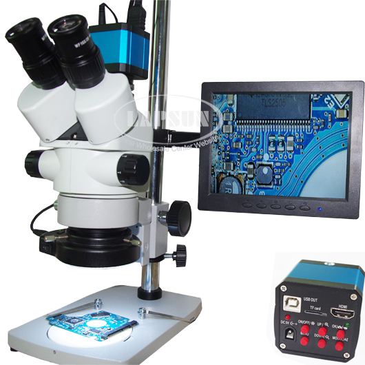 3.5X-90X Simul-focal Trinocular Microscope Set 1080P HDMI USB Camera IPS Monitor - Click Image to Close