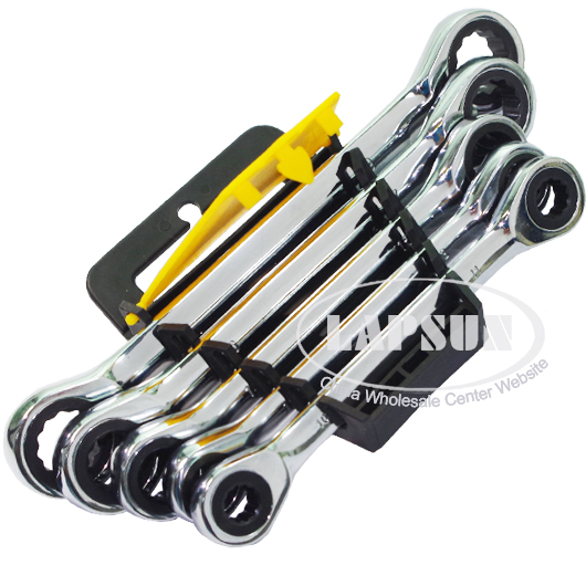 5pcs Reversible Combination Metric Ratchet Wrench Socket Spanner Set 10mm-19mm - Click Image to Close