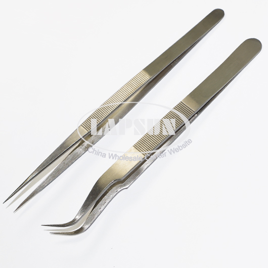2pcs Big Size Tweezer Set Straight Curved Reversed Forceps Hobby Craft Jewelry - Click Image to Close