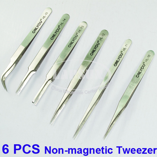 6pcs Non-magnetic Tweezers Set Repair Tool Kit Maintenance For PC Electronics US - Click Image to Close