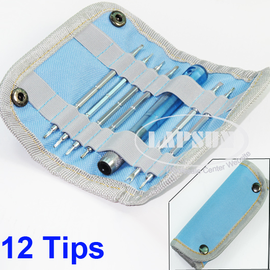 12 Tips Soft Bag Stainless Steel Cross Flat Torx Screwdriver Repair Tool T5 T6 - Click Image to Close