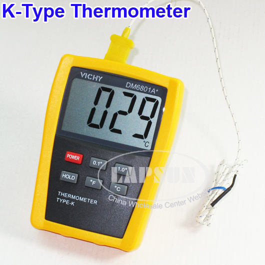 Digital thermometer with Probe Temperature Reader Industry K Type Sensor DM6801A - Click Image to Close
