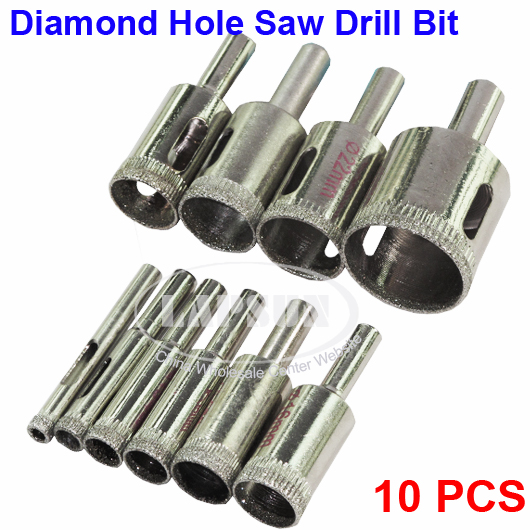 10 PCS Set Diamond Coated Drill Bits Hole Saw Glass Granite Cutter Bits 6mm 30mm - Click Image to Close