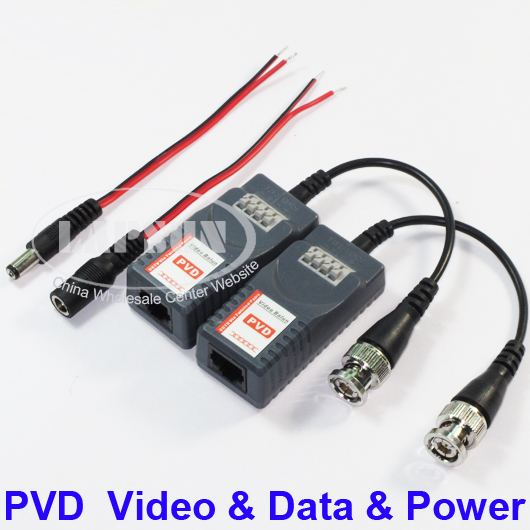 1 Pair PVD Cat5 Passive Video Balun Power Data UTP BNC CCTV Via Twisted PVD207 - Click Image to Close