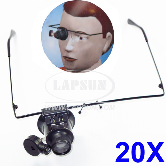 20X Glasses Type Watch Repair Magnifier With LED Light - Click Image to Close