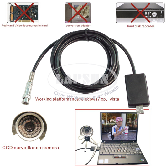 2m CCTV Video BNC Male To USB Adapter RG59 Coaxial Cable Cord F