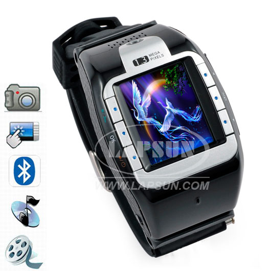   Wrist Watch Mobile Cell Phone DVR Hidden Camera Quad Band N388 Silvery