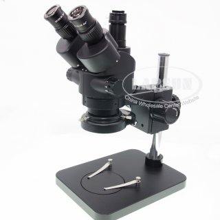 Black Simul-focal 7X-45X Zoom Trinocular Industrial Inspection Stereo Microscope + 144 LED Ring Light