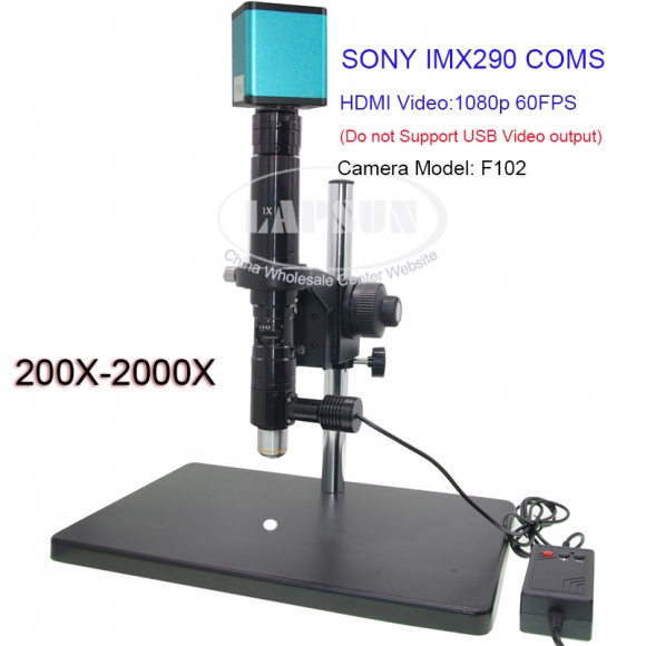 200X-2000X Coaxial Light Lens+ Sony Sensor IMX290 HDMI Industrial Microscope Camera + Adjsutment Stand