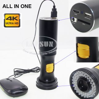 All-in-one 20X- 450X Zoom Monocular HDMI 4K Ultra HD 30fps HDMI /USB (1080P) output digital microscope camera 4K HDMI microscope camera With Measuring Crosshair
