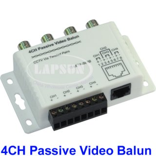 UTP 4 Channel CH Passive Video Balun to CAT5 RJ45 & 4 BNC CCTV Adapter X204B