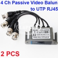 2 x UTP 4 Channel Passive Video Balun Transceive BNC to RJ45 CCTV Adapter X204