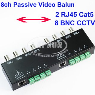 UTP 8 Channel CH Passive Video Balun to CAT5 RJ45 & 8 BNC CCTV Adapter Q-208