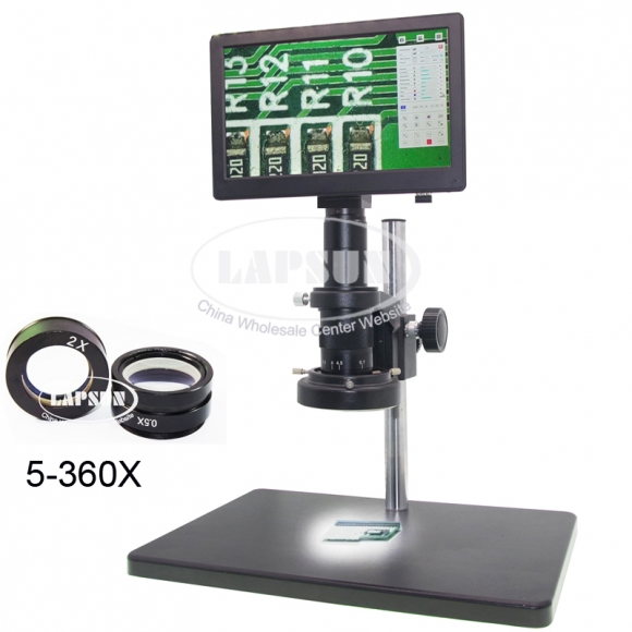 9" LCD 5X - 360X 1080P 60FPS C-mount Digital Microscope Camera for iPhone PCB Repair