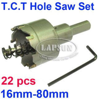 22PCS Steel Carbide Tipped Tip Drill Bit TCT Metal Wood Cutter Hole Saw Set Kit