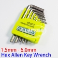 CR-V Hexagon Hex Allen Key Wrench Screwdriver Set Tool Kit 1.5mm - 6mm NO.9612