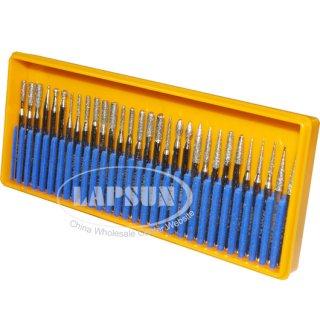 30pcs Diamond Coated Rotary Point Head Burrs Drill Bit Grinding F Die Grinder