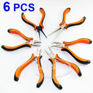 6pcs Wire Side Cutter Plier Craft Beading Flat Nose Tapered Bent Jewellery Tool