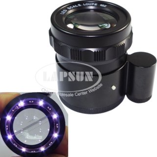 30mm LED Glass 10X Magnifier Loupe With Straight Line Scale F Jewelry Watch 07
