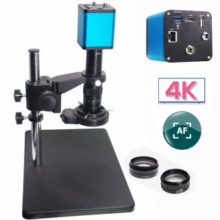 2023 4K 60FPS Autofocus Sony IMX334 HDMI USB LAN Video Industry Camera Microscope Lens Set with Level Arm
