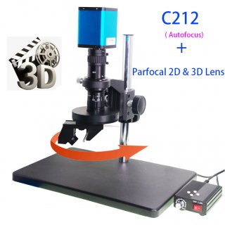 3D & 2D 20X-200X Auto Focus Focal 1080P 60FPS HDMI Camera Parfocal C-Mount Industry Microscope Set