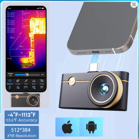 512*384 PCB Thermal Imaging Camera P3 for iPhone and Android Cell Phone 600℃ HVAC House Inspection 15X Digital Zoom 512*384 PCB Thermal Imaging Camera P3 for iPhone and Android Cell Phone 600℃ HVAC House Inspection 15X Digital Zoom