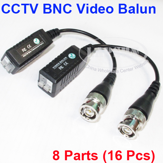 8 Pairs CCTV Passive Video Balun UTP Transivers BNC CAT5 Cable Connectors 103C