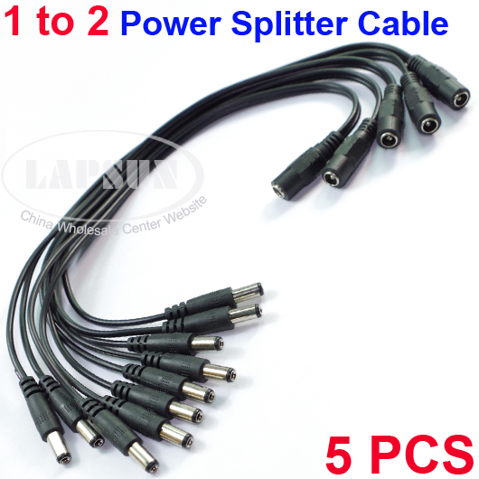 5pcs DC 1 to 2 Power Splitter Cable Cord Adapter F CCTV Camera DVR Female 2 Male