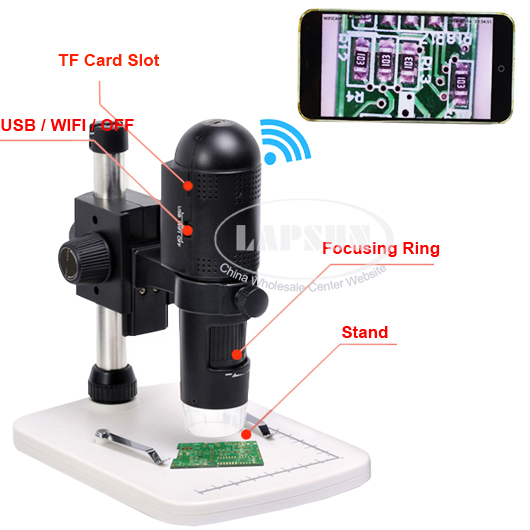200X 1080P FULL HD Video WIFI USB TF Digital Microscope F iPhone iPad Android