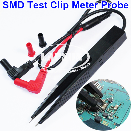 SMT SMD Chip Resistance Test Clip Lead Probe Multimeter Meter Tweezer Capacitor