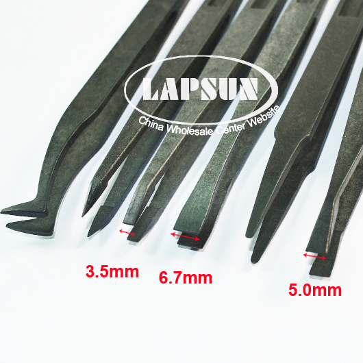 6pcs Heat Resistant Plastic Fibre Anti Static ESD Tweezers Set Nipper Flat Tips