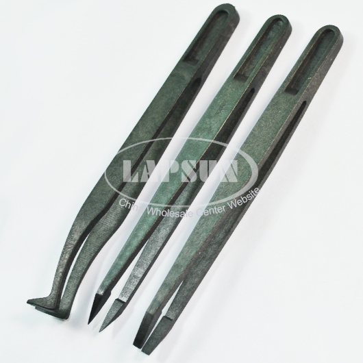 6pcs Heat Resistant Plastic Fibre Anti Static ESD Tweezers Set Nipper Flat Tips