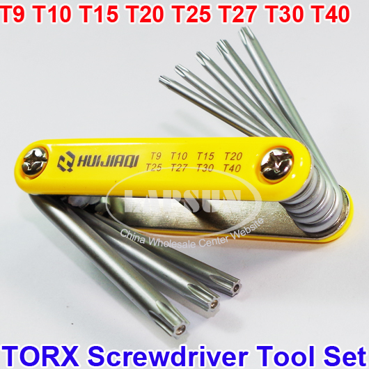 Folding Torx Star Key Bit Screwdriver Set Tool T9 - T40 8-in-1 Allen Key 9609B