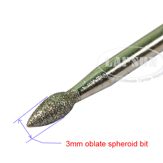 30pcs Diamond Coated 3mm Rugby Spheroid Rotary Pointed Head Burrs Drill Bits