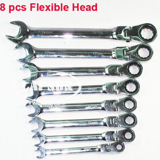 8pcs Flexible Reversible Combination Metric Ratchet Wrench Socket Spanner Set UK