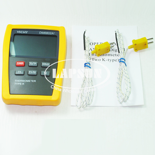 Digital thermometer with Probe Temperature Industry K Type Dual Sensor DM6802A