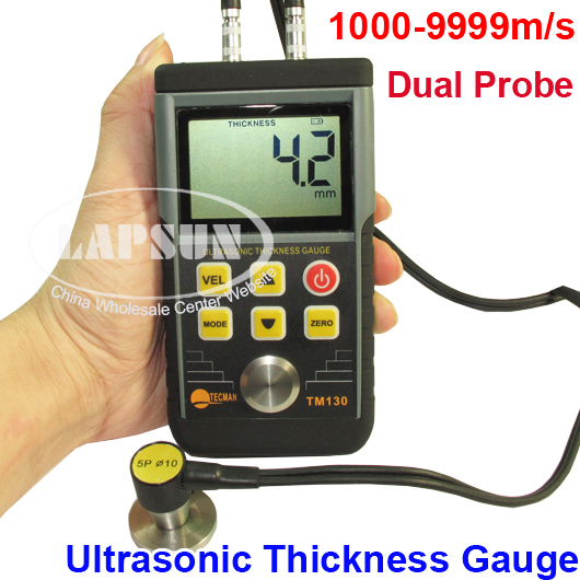 Digita Ultrasonic Wall Thickness Gauge Tester Meter + 2 Probe For Metal Plastics TM130