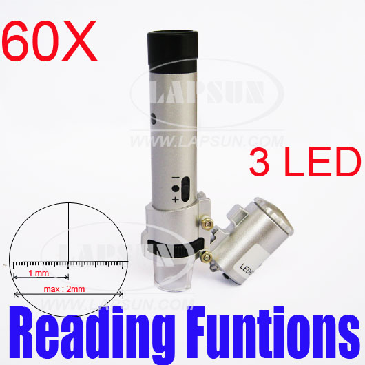60X With 2 Bright LED Microscope with Reading - Click Image to Close