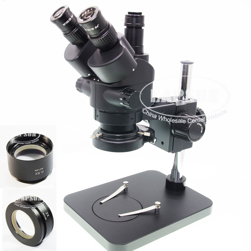 AmScope 7X-45X Simul-Focal Trinocular Boom Stereo Microscope with LED Fiber Optic Ring Light and 3MP Camera